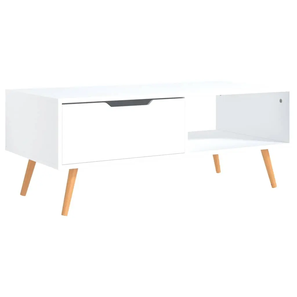 Coffee Table White Engineered Wood Living Room Accent Side Table 100 x 49.5 x 43 cm