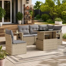 Your 6-Piece Outdoor Sofa Set with Cushions - Beige