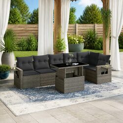 Friendly 7-Piece Garden Sofa Set in Grey with Cushions