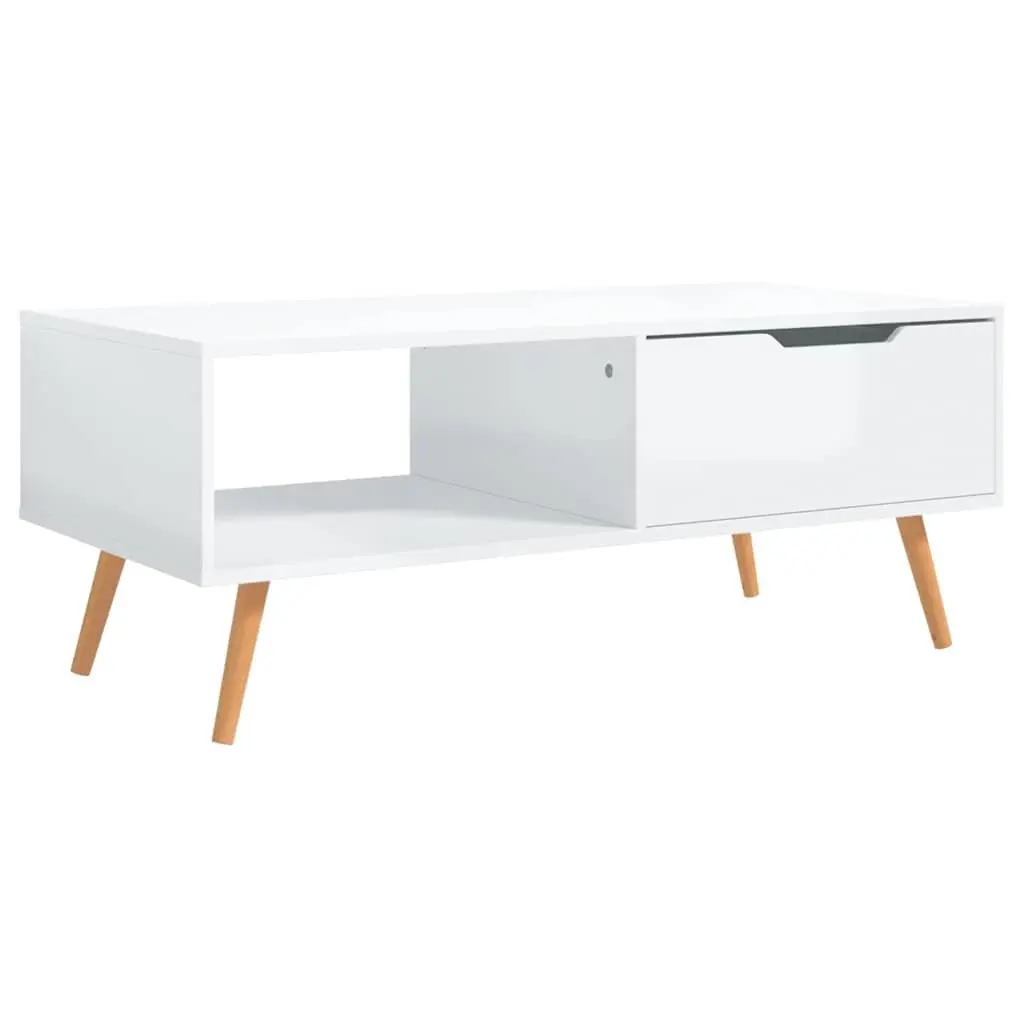 Coffee Table High Gloss White Engineered Wood 100 x 49.5 x 43 cm