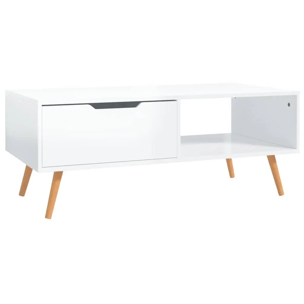 Coffee Table High Gloss White Engineered Wood 100 x 49.5 x 43 cm