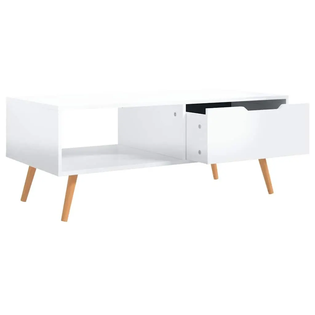 Coffee Table High Gloss White Engineered Wood 100 x 49.5 x 43 cm