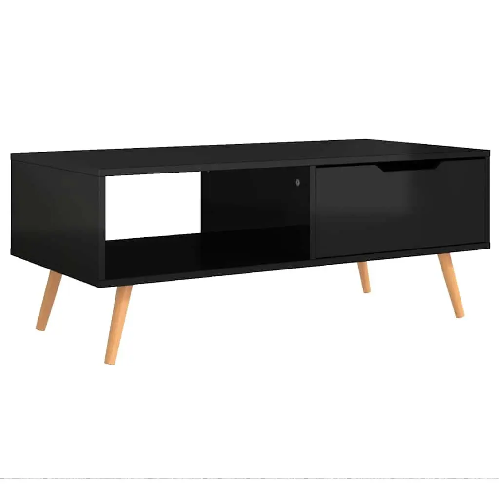 Coffee Table High Gloss Black Engineered Wood 100 x 49.5 x 43 cm