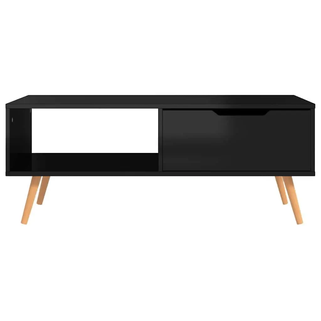 Coffee Table High Gloss Black Engineered Wood 100 x 49.5 x 43 cm