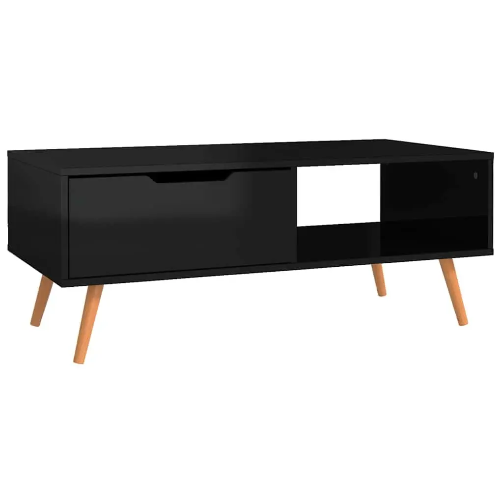 Coffee Table High Gloss Black Engineered Wood 100 x 49.5 x 43 cm