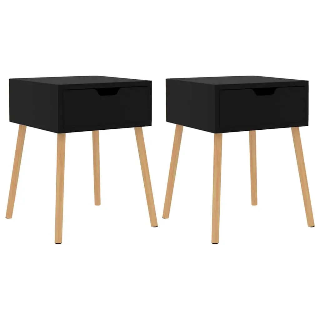 Bedside Cabinets Black 40x40x56 cm 2 Piece Storage Side Table Nightstand