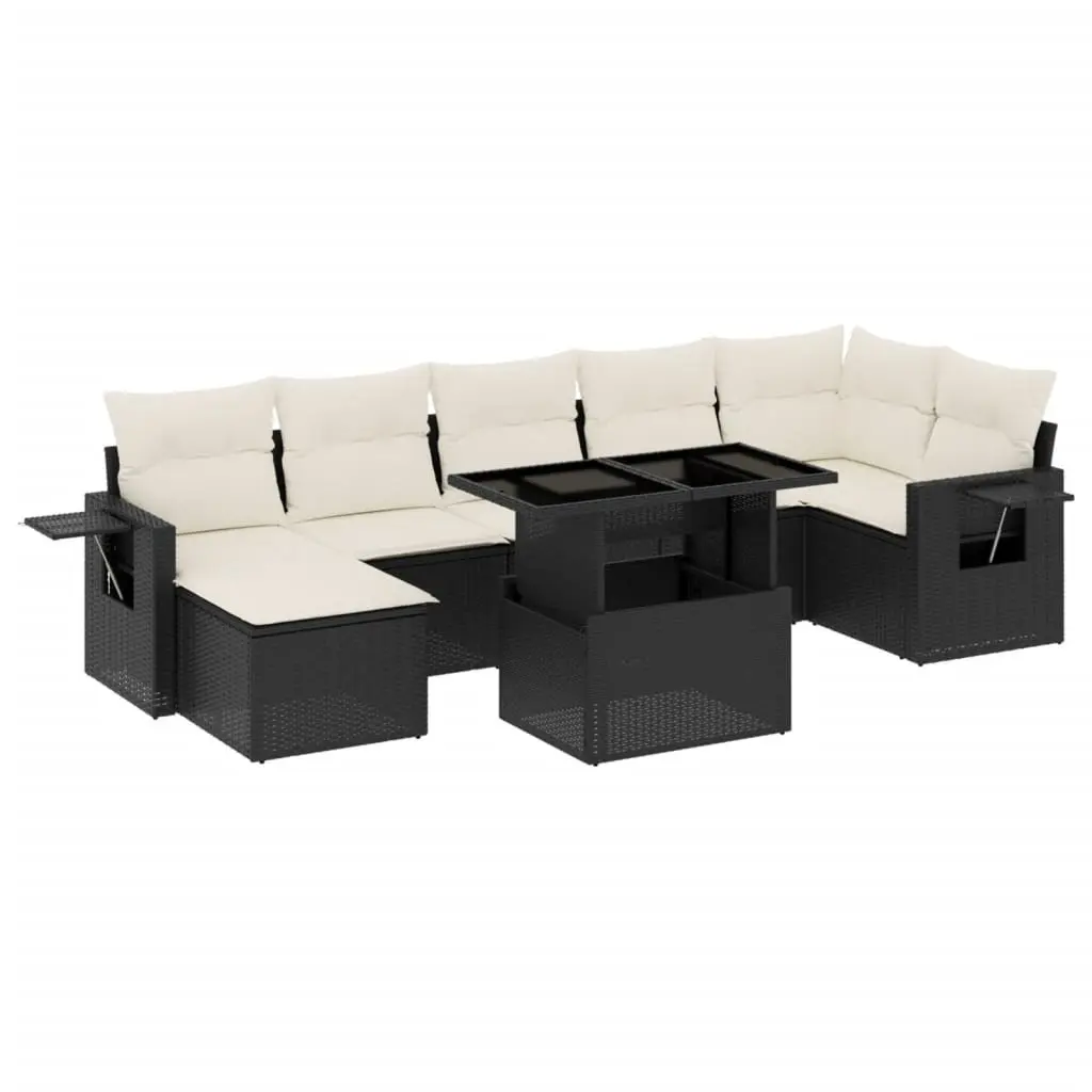 Garden Sofa Set 8 Piece Outdoor Furniture Patio Rattan Modular Black Cushions