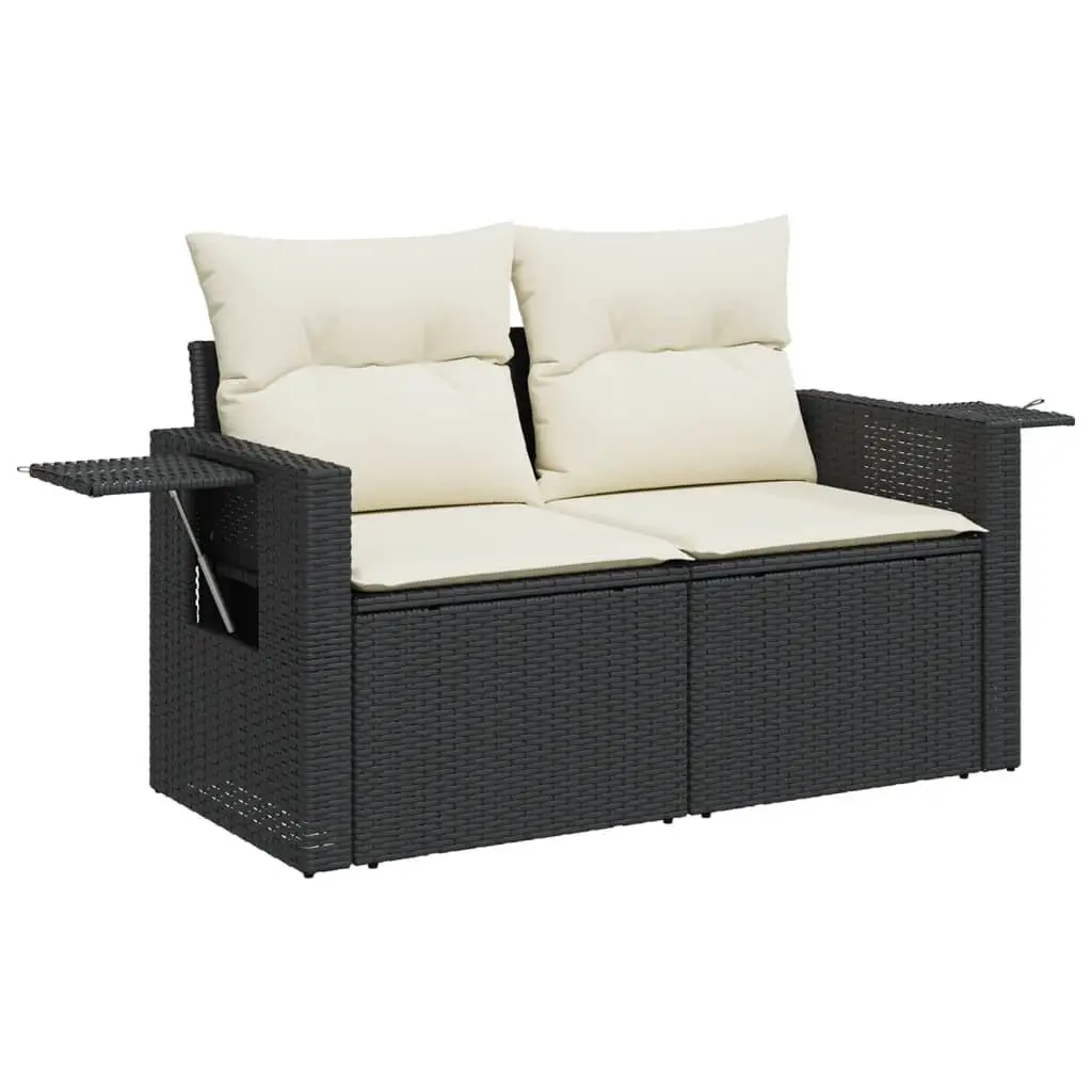 Garden Sofa Set 8 Piece Outdoor Furniture Patio Rattan Modular Black Cushions