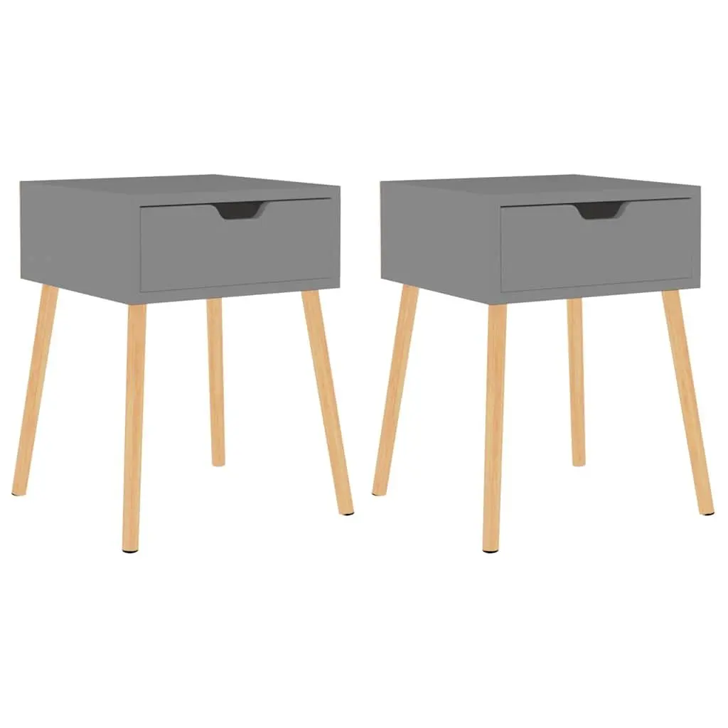 Bedside Cabinets Grey 40x40x56 cm Storage Nightstand Side Table Drawer 2 Piece