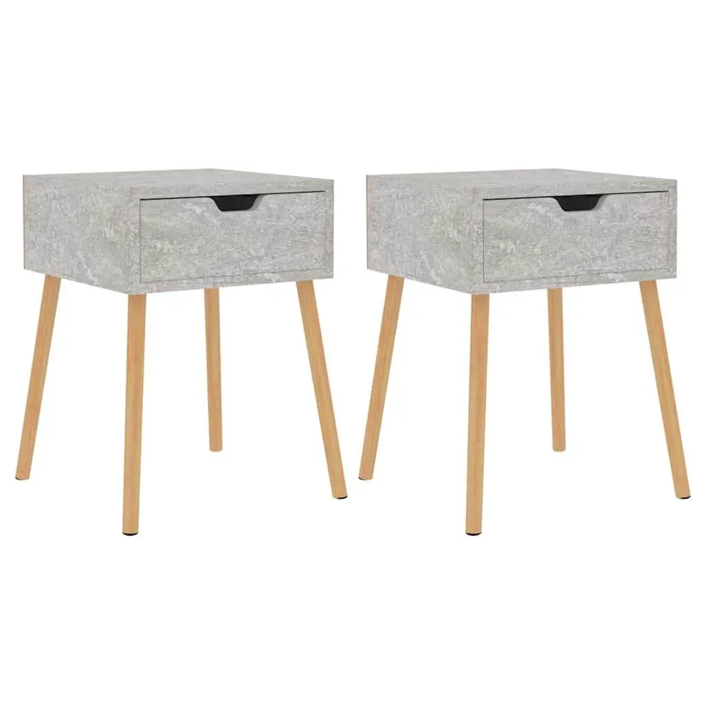 Bedside Cabinets 2 pcs Grey 40x40x56 cm Engineered Wood Side Table Nightstand