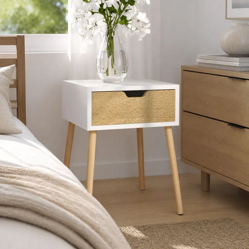 Bedside Cabinet Engineered Wood White Sonoma Oak 56 cm Height
