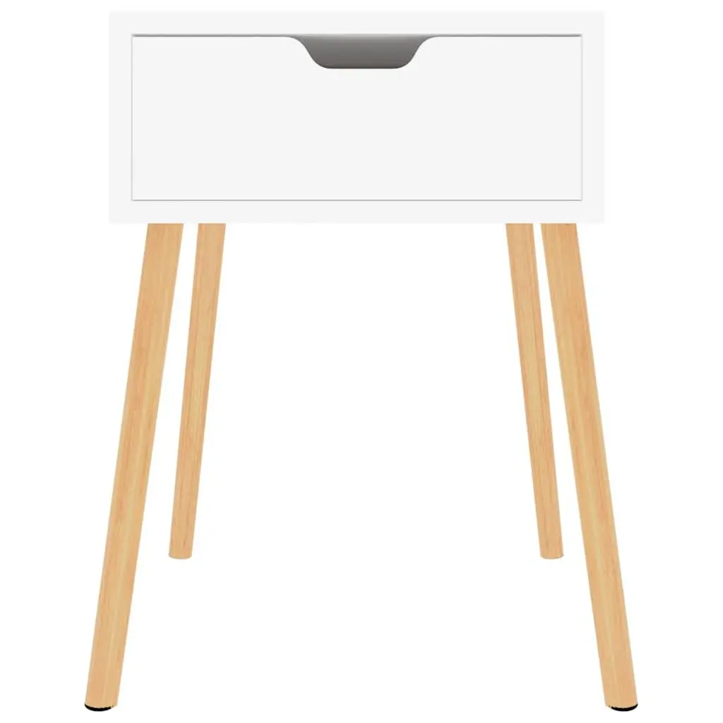 Bedside Table Engineered Wood White Compact 40x40x56cm Nightstand Storage Drawer