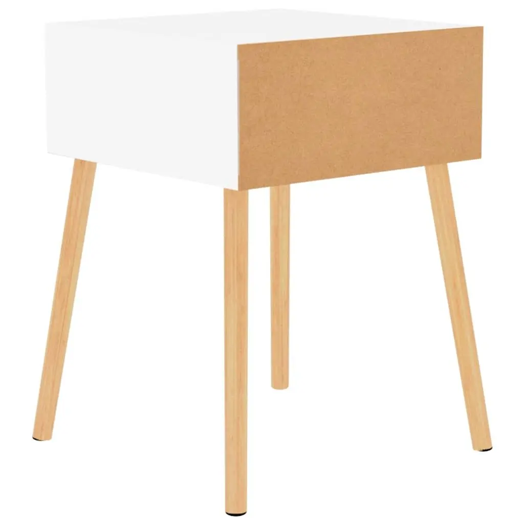 Bedside Table Engineered Wood White Compact 40x40x56cm Nightstand Storage Drawer