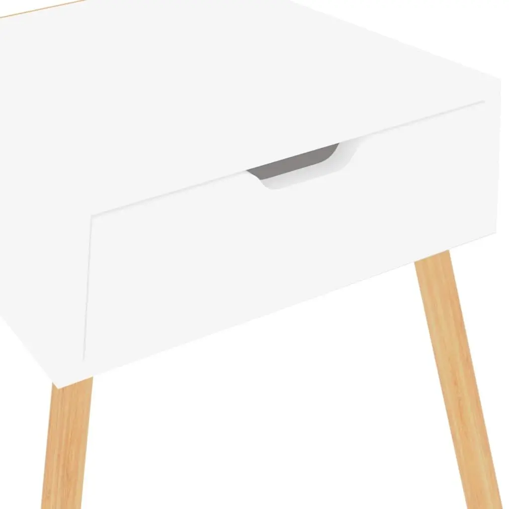 Bedside Table Engineered Wood White Compact 40x40x56cm Nightstand Storage Drawer