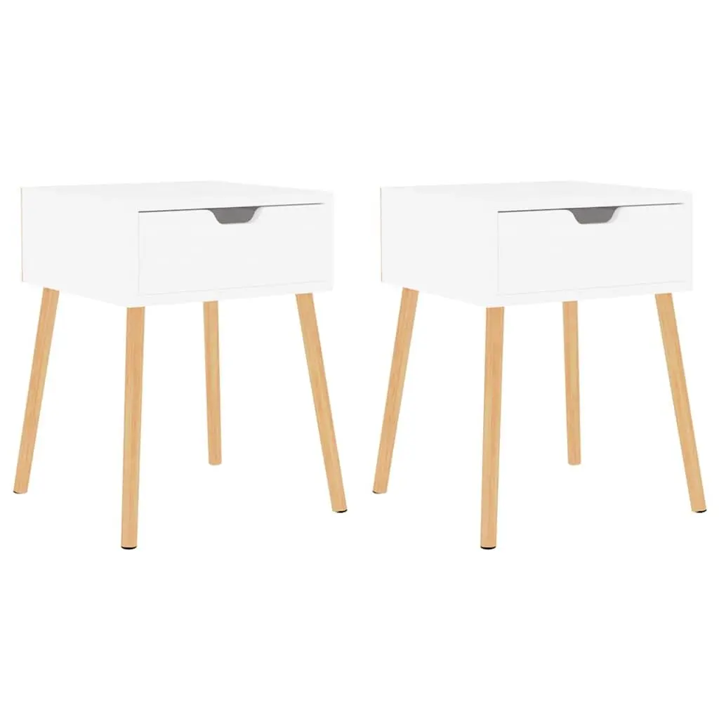 Bedside Cabinets White High Gloss Storage Table Drawer 2 Pieces