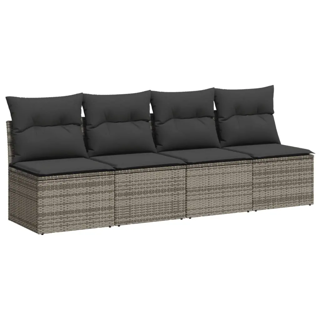 Modular 9 Piece Outdoor Garden Sofa Set Grey PE Rattan Patio Furniture with Cushions