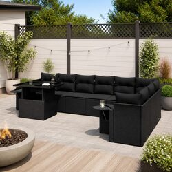 Friendly 10-Piece Outdoor Sofa Set in Black Poly Rattan