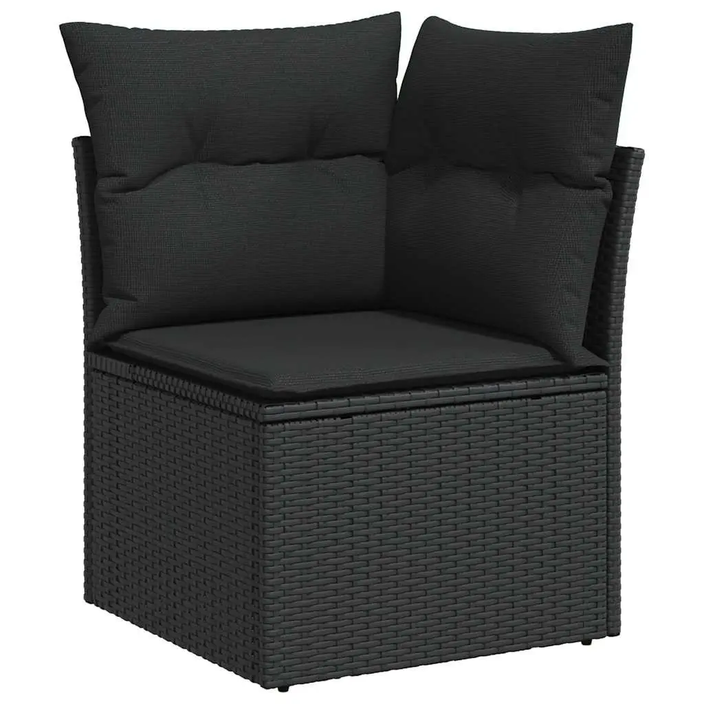 Garden Sofa Set 10 Piece Outdoor Furniture Black Poly Rattan Modular Patio