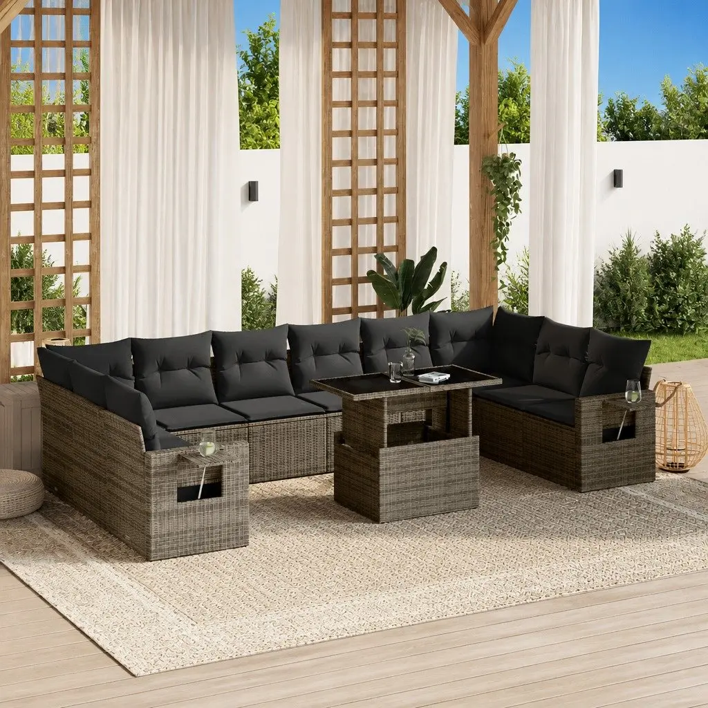 Outdoor Sofa Set Modular 11 Piece PE Rattan with Cushions