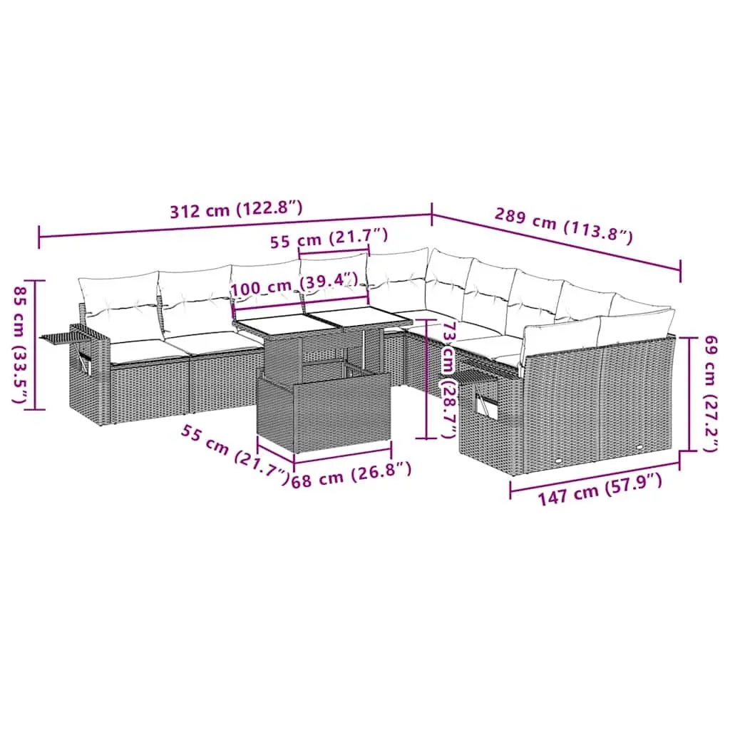 11-Piece Garden Sofa Set