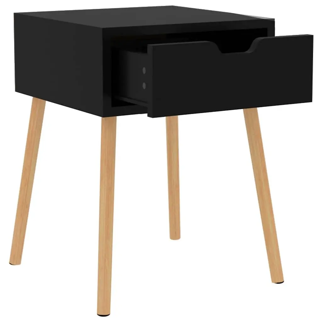Bedside Cabinets High Gloss Black Modern Side Table Storage 2 Pieces