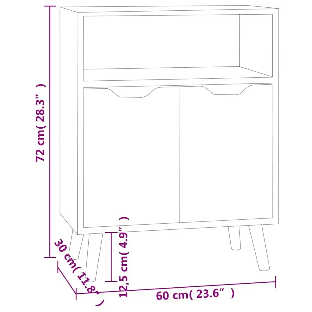 White Sideboard Storage Cabinet Engineered Wood Buffet Living Room Cupboard