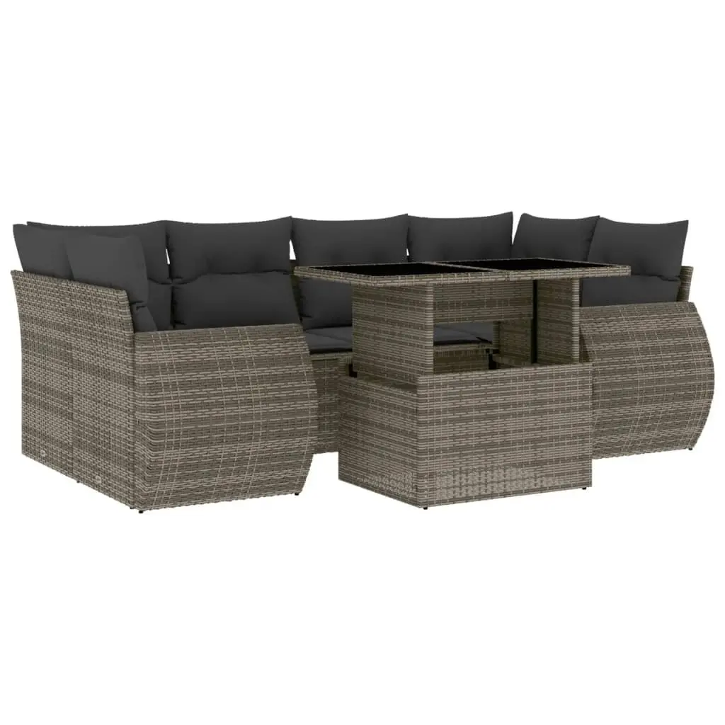 Garden Sofa Set 7 Piece Outdoor Furniture Patio Seating Grey Poly Rattan