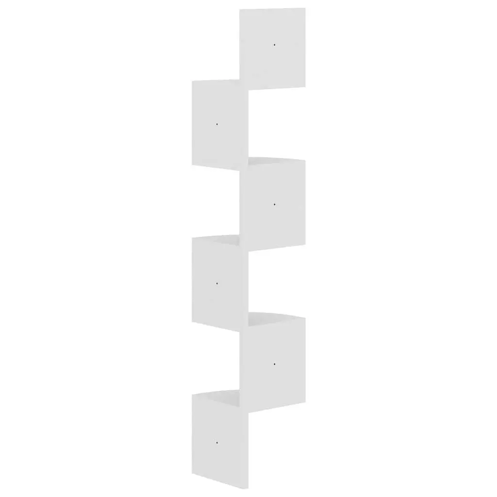 Wall Corner Shelf White Engineered Wood 19x19x123cm
