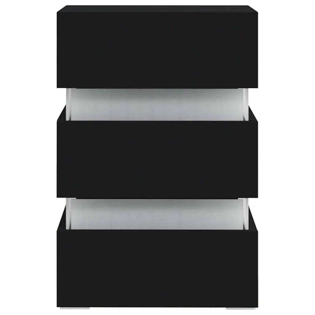 LED Bedside Cabinet Black 45x35x67 cm Engineered Wood Nightstand Storage