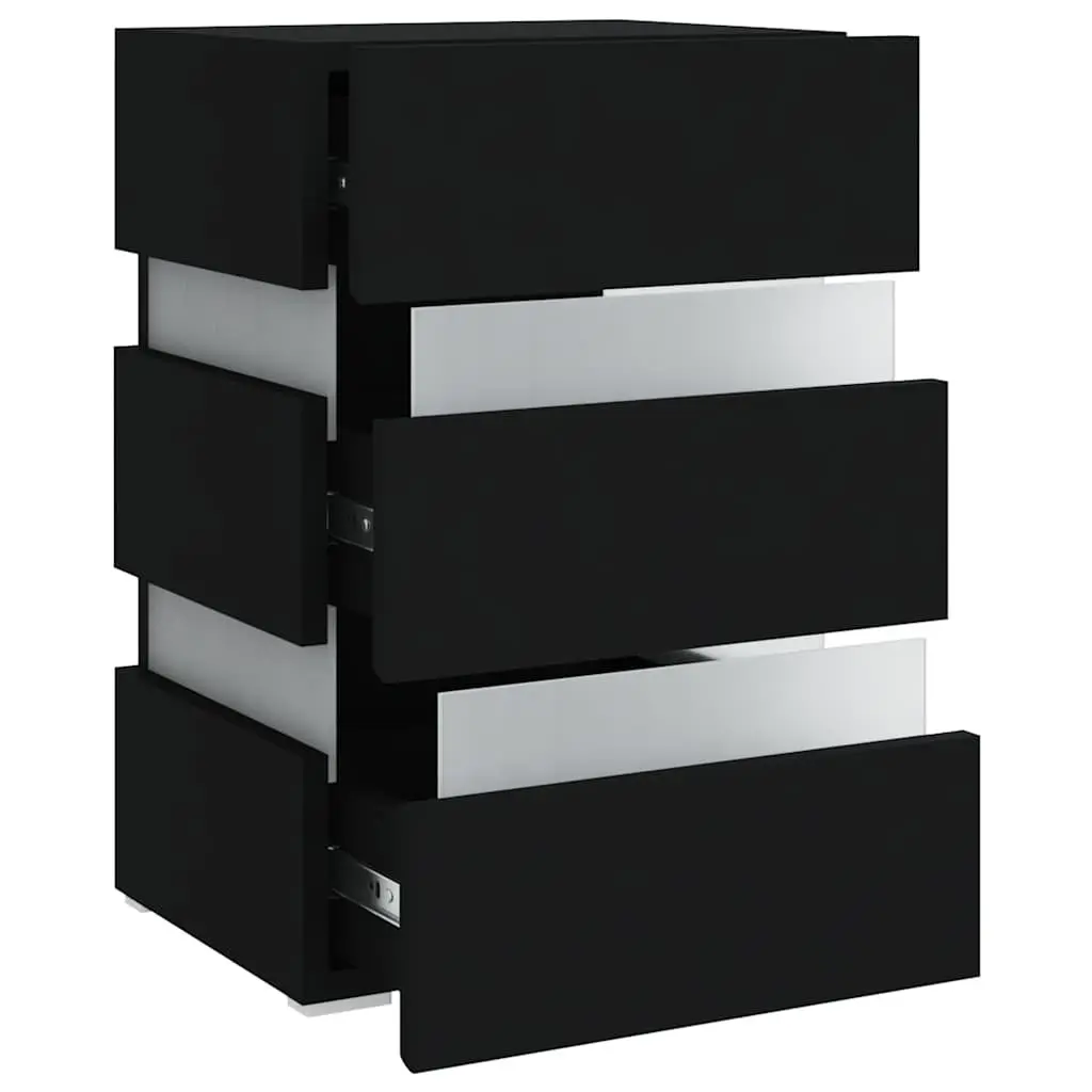 LED Bedside Cabinet Black 45x35x67 cm Engineered Wood Nightstand Storage