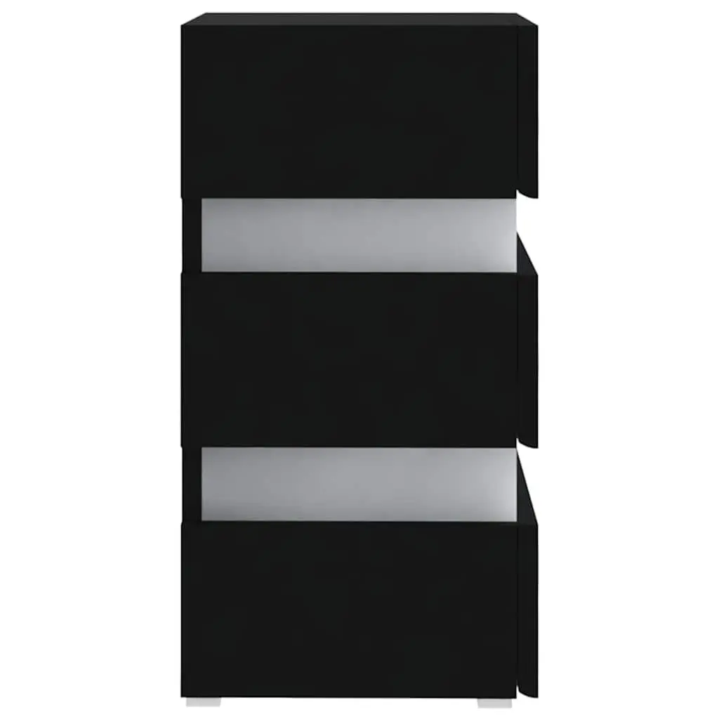 LED Bedside Cabinet Black 45x35x67 cm Engineered Wood Nightstand Storage