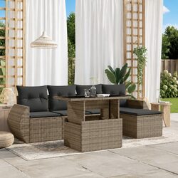 Garden Sofa Set 6 Piece Outdoor Furniture Grey Poly Rattan Patio Seating