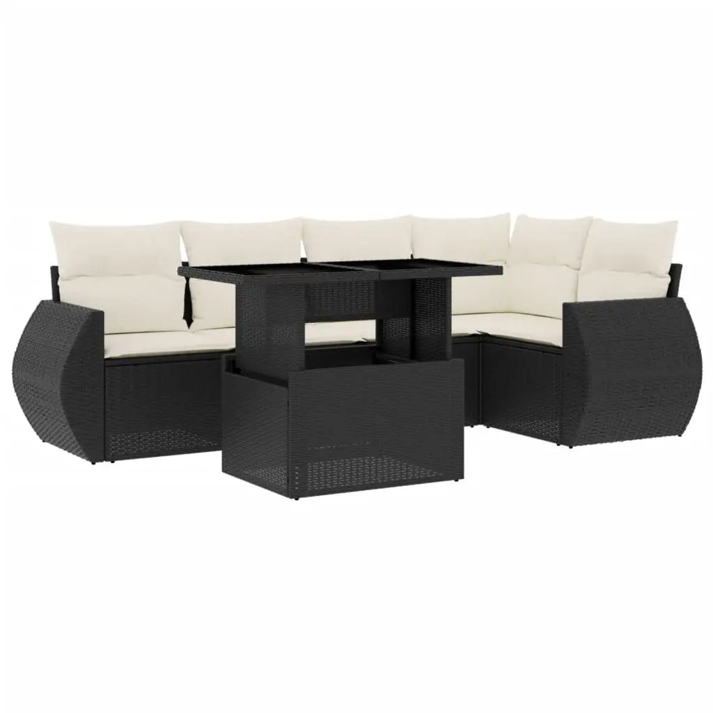 6 Piece Garden Sofa Set Outdoor Furniture Adjustable Coffee Dining Table Black