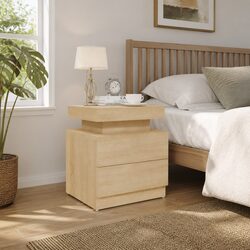 Bedside Cabinet Nightstand Storage Table Brown Engineered Wood 45x35x52 cm