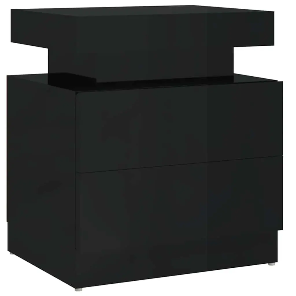 Bedside Table High Gloss Black Engineered Wood Nightstand 45 x 35 x 52 cm