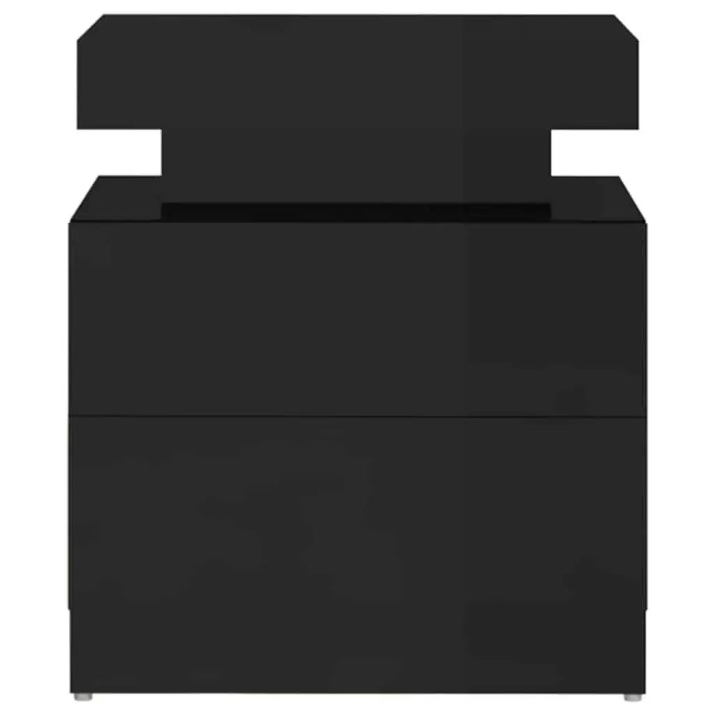 Bedside Table High Gloss Black Engineered Wood Nightstand 45 x 35 x 52 cm