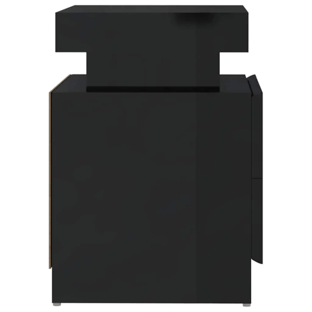 Bedside Table High Gloss Black Engineered Wood Nightstand 45 x 35 x 52 cm