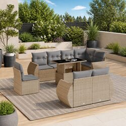 Create an Inviting Space with 9 Piece Beige Garden Sofa Set