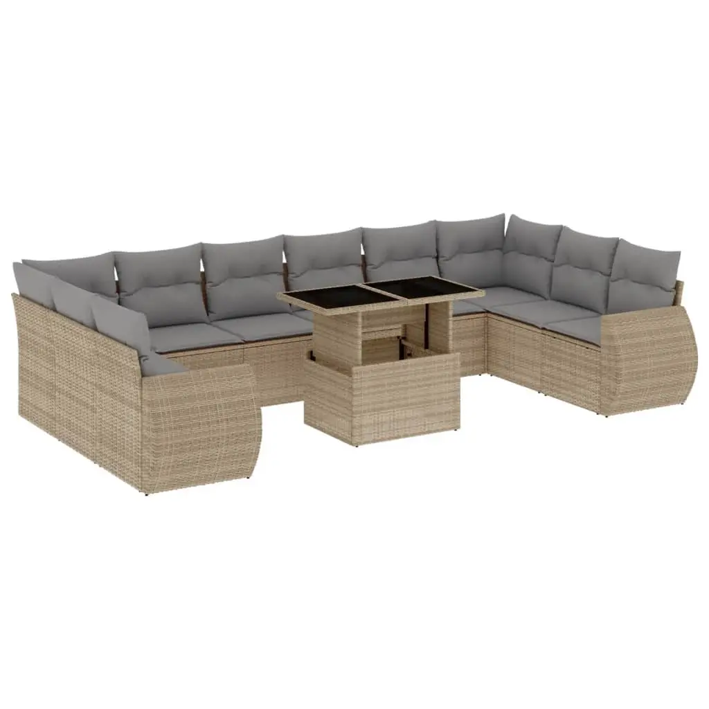 11 Piece Beige Garden Sofa Set