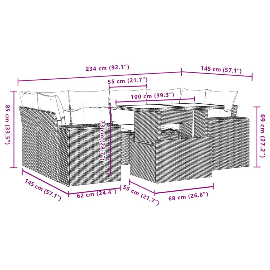7 Piece Garden Sofa Set