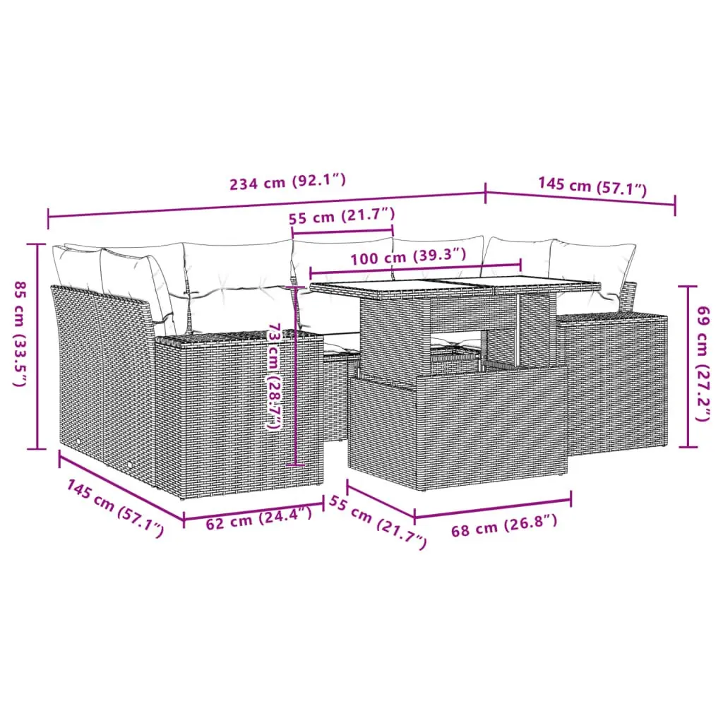 Outdoor 7 Piece Sofa Set