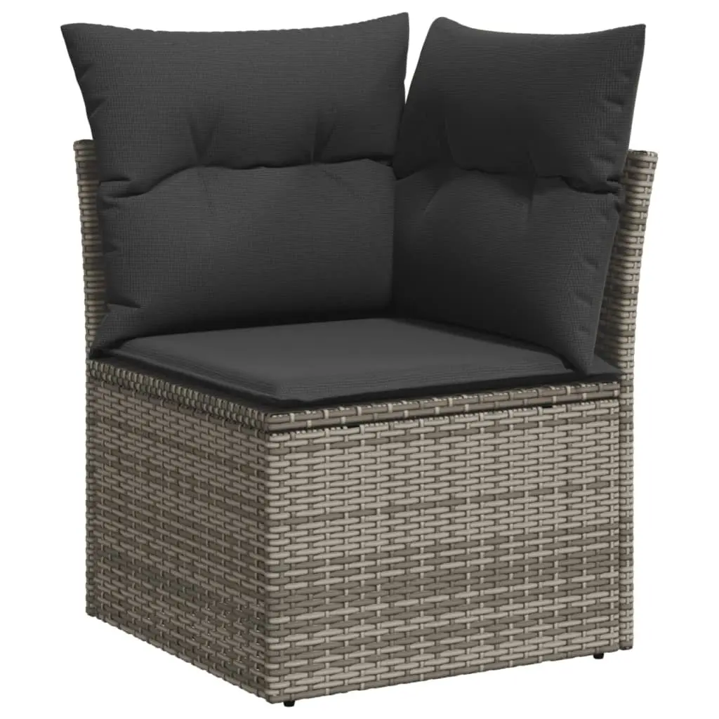 Garden Sofa Set 5 Piece Grey Poly Rattan Outdoor Furniture Patio Cushions
