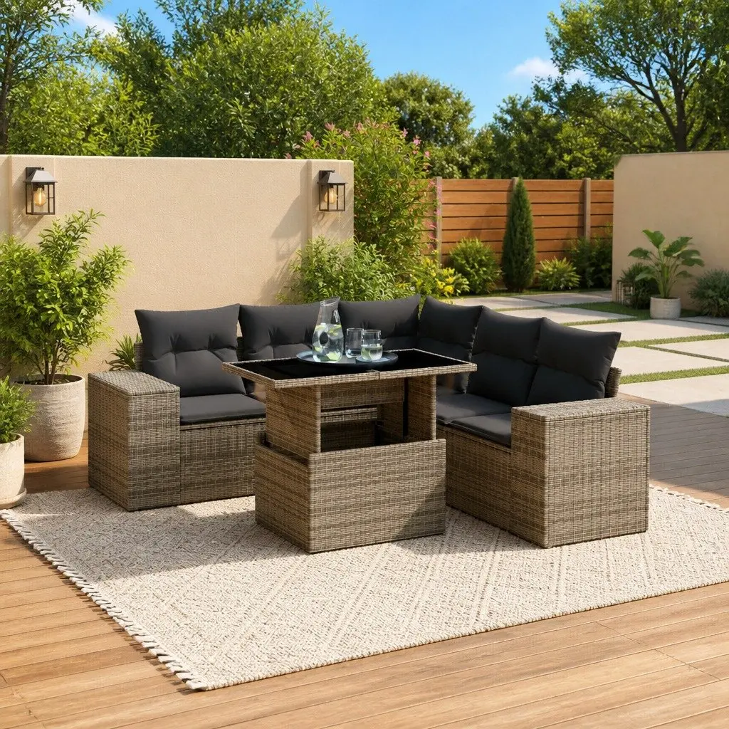 6-Piece Garden Sofa Set with Cushions