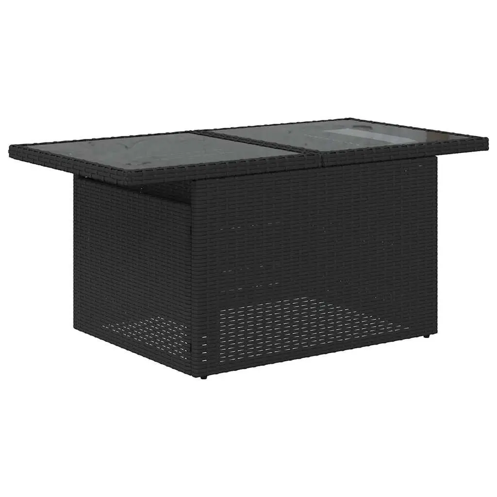 7 Piece Modular Outdoor Sofa Set Adjustable Coffee Table Black PE Rattan with Cushions