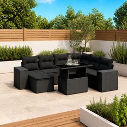 Friendly 8-Piece Black Outdoor Sofa Set