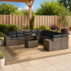 Friendly 11-Piece Grey Outdoor Sofa Set with Cushions