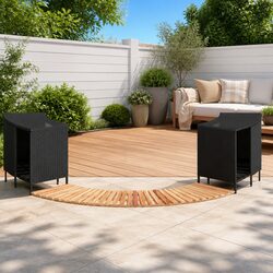 Hot Tub Surround Step Storage Outdoor Spa Enclosure Black Poly Rattan Acacia