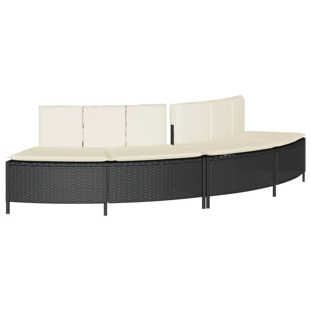 Hot Tub Surround Black Poly Rattan Wood Step Modular Spa Furniture