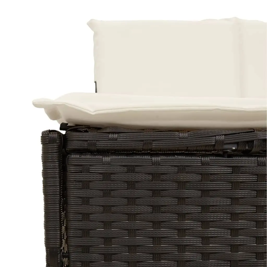 Hot Tub Surround with Storage Bench Seat Black Poly Rattan Acacia Wood Step