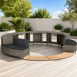 Hot Tub Surround Outdoor Spa Furniture Grey with Storage Wooden Step Garden